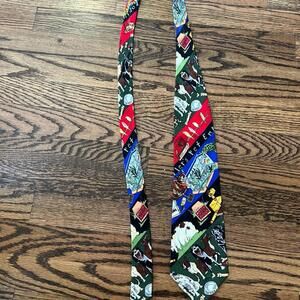 Black 1994 Nicole Miller vintage silk tie dogs pattern